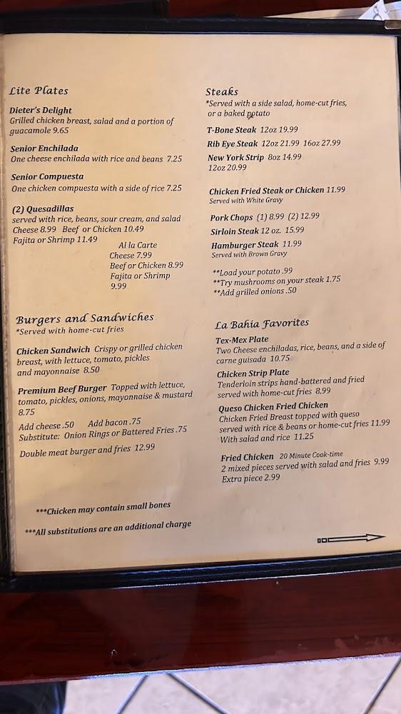 La Bahia Restaurant Menu image 4